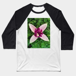 four petal floral fantasy with exotic center in purple and white Baseball T-Shirt